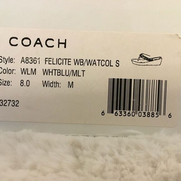 NEW Coach Felicite Multi-Color Striped Wedge Platform Thong Strap Sandals Size 8 - Picture 13 of 13